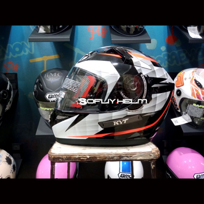 HELM KYT K2 RIDER DIAMOND BLACK WHITE DOUBLE VISOR KYT HELM KYT K2R FULL FACE