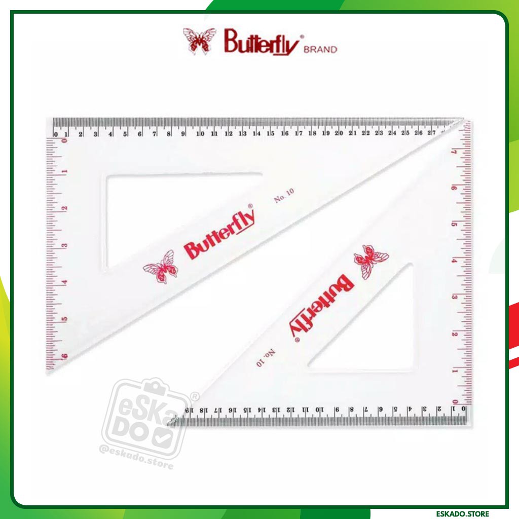 Acrylic Ruler / Penggaris / Butterfly Set Penggaris Segitiga No. 10