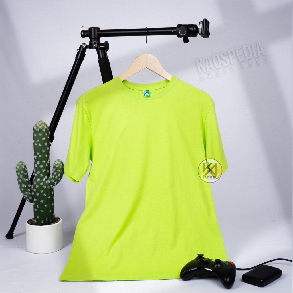 KAOS POLOS COTTON COMBED 30S LENGAN PENDEK PRIA WANITA-NEON STABILO