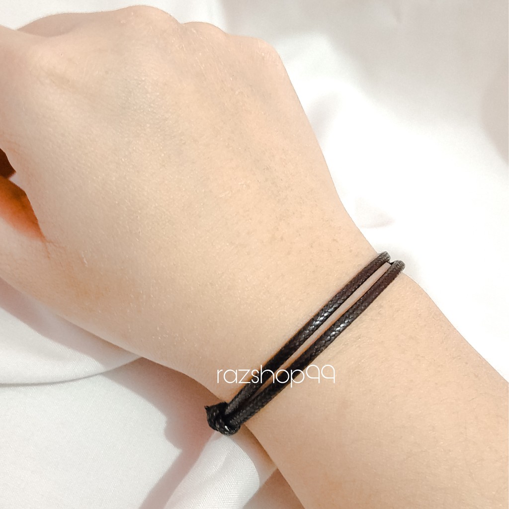 Gelang hitam polos, gelang tali korea waterproof 2mm anti air gelang pria gelang wanita gelang tali