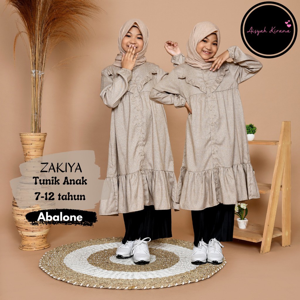 Zakiya Tunik anak remaja SMP, tunik anak lebaran 2022 bahan katun madinah mewah terlaris