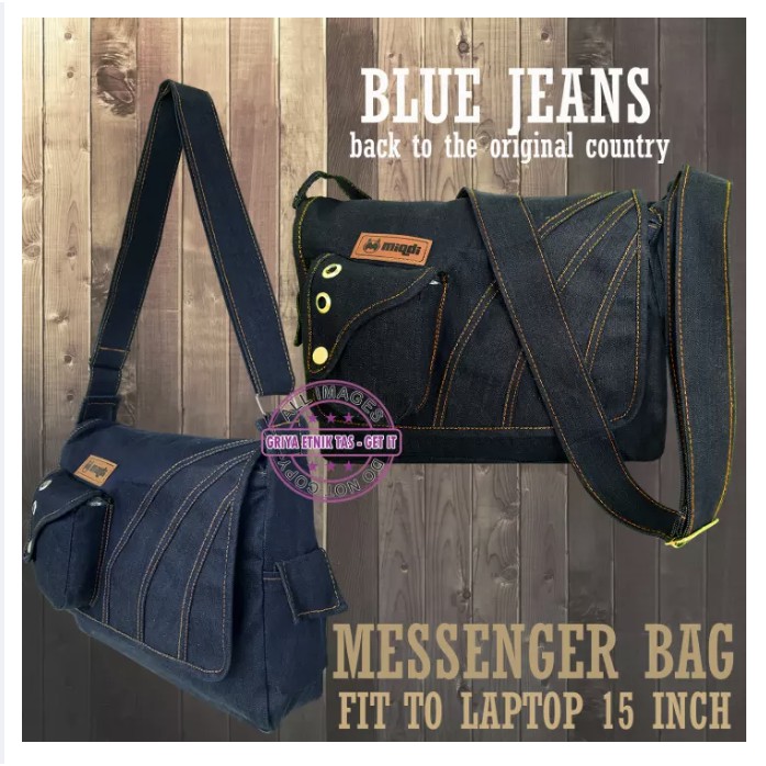 Terbaru [ BLUE JEANS DENIM ] Tas slempang Cowok Terbaru - Tas Selempang Pria Denim Miqdi