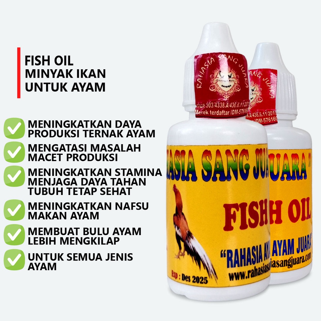 MINYAK IKAN UNTUK AYAM BANGKOK ADUAN LAGA VITAMIN AYAM BREEDING