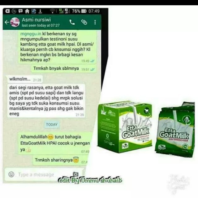 Etta Goat Milk Hni Susu Kambing Ettawa Tinggi Protein Tinggi Kalsium Susu Kambing Organik Shopee Indonesia
