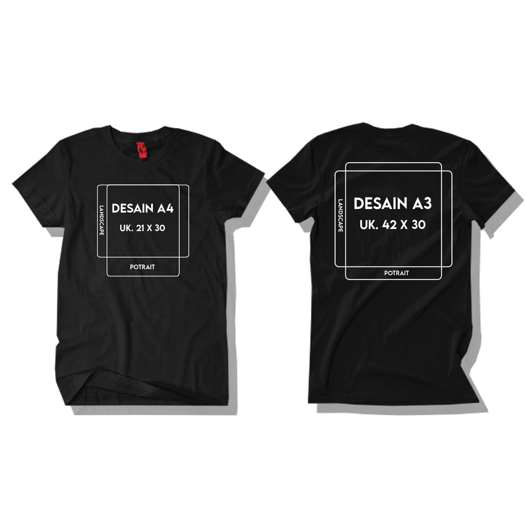 SABLON KAOS 2 SISI A3 + A4 / CETAK DTF / CUSTOM KAOS SATUAN
