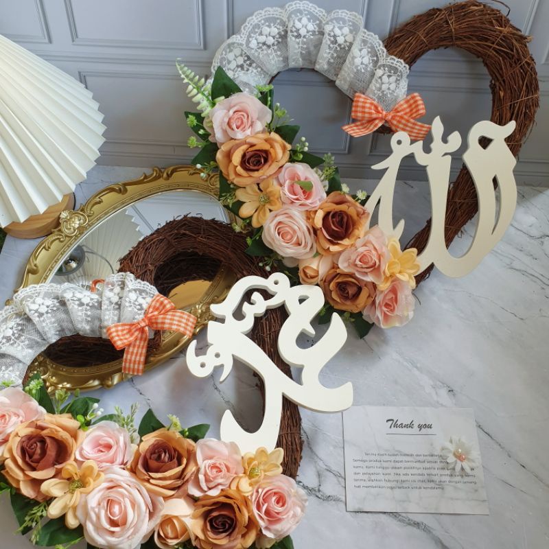 Wreath Flower  Sepasang Allah Muhammad Wreath Bunga Hiasan Musholla Gantungan Pintu Homedecor