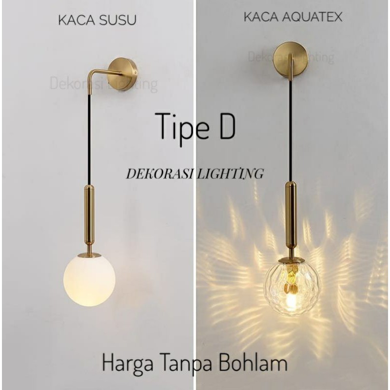 Lampu dinding gold kaca minimalis modern