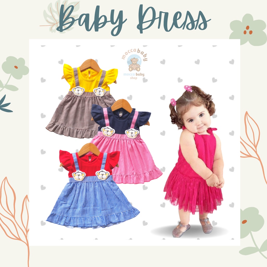 MBSS - QIU2 LITTLE MONKEY Baju Bayi Model Dress MURAH Baby Girl (0-6 bulan)  Dress Anak Perempuan