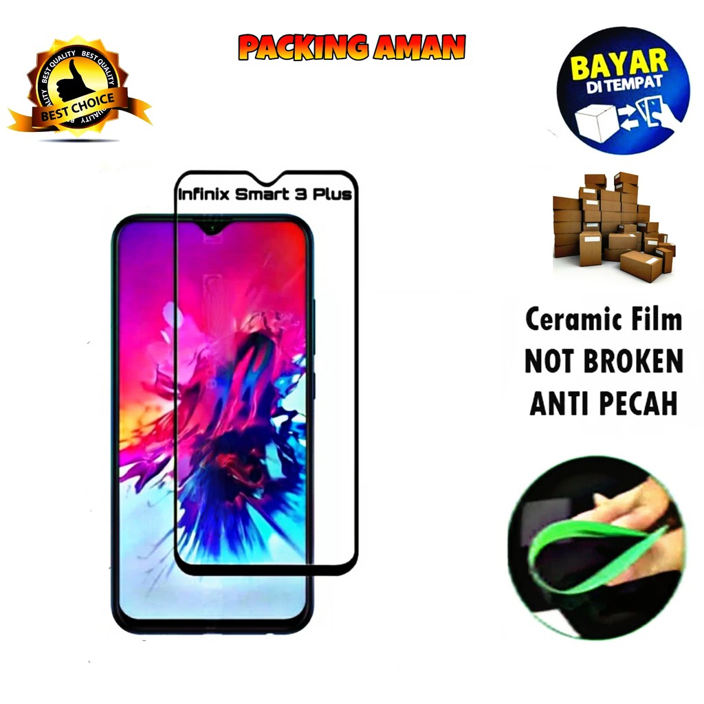 Tempered Glass Infinix Smart 3 Plus Full Cover / Full Screen Ceramic Film Keramik Anti Gores