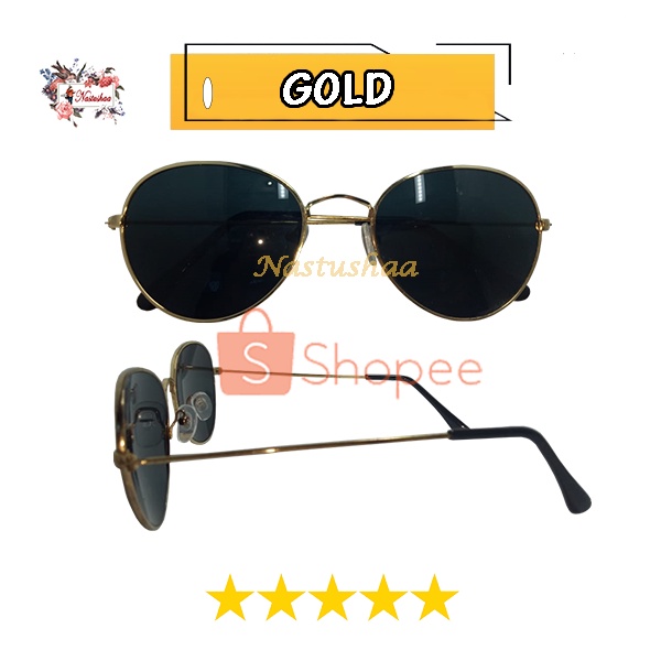 Kacamata Hitam Fashion Pria Wanita Terbaru / Kacamata Anti Sinar Matahari Gaya Termurah Frame Oval Bahan Metal Unisex FREECASE