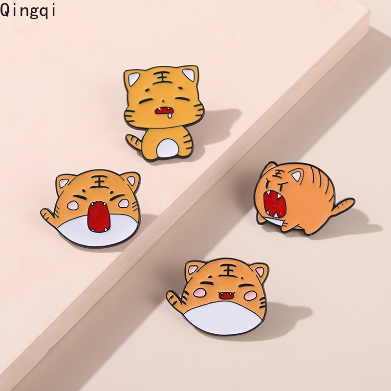 Bros Pin Enamel Desain Kartun Hewan Harimau Kecil Untuk Anak