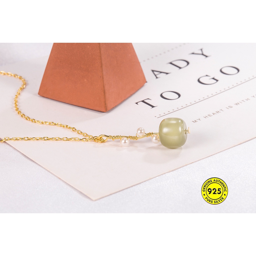 Kalung Mutiara Giok Emas 18K Tahan Air Anti Alergi Untuk Aksesoris