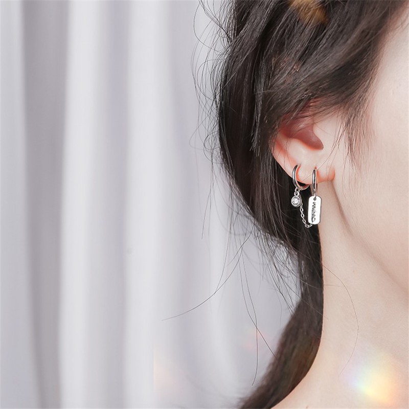 Fashion Aksesoris S925 Sterling Silver Earrings Desain Cincin Ganda Lubang Ganda One Piece Earrings