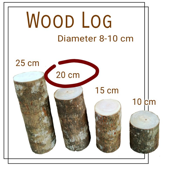 Wood log tinggi 20 cm bahan craft dekorasi cake stand wedding organize