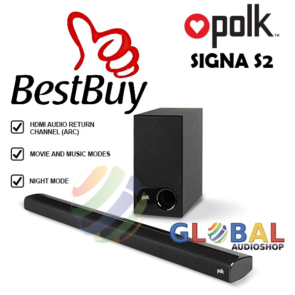 Polk Audio Signa S2 Soundbar Bluetooth with Wireless Subwoofer Dolby S 2