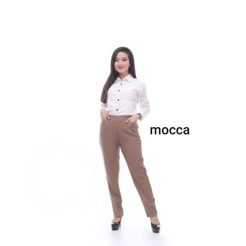 CELANA KANTOR FORMAL JUMBO OFFICE PANT  CELANA BAHAN PINGGANG KARET SLIM FIT M L XL XXL L3 L4 L5