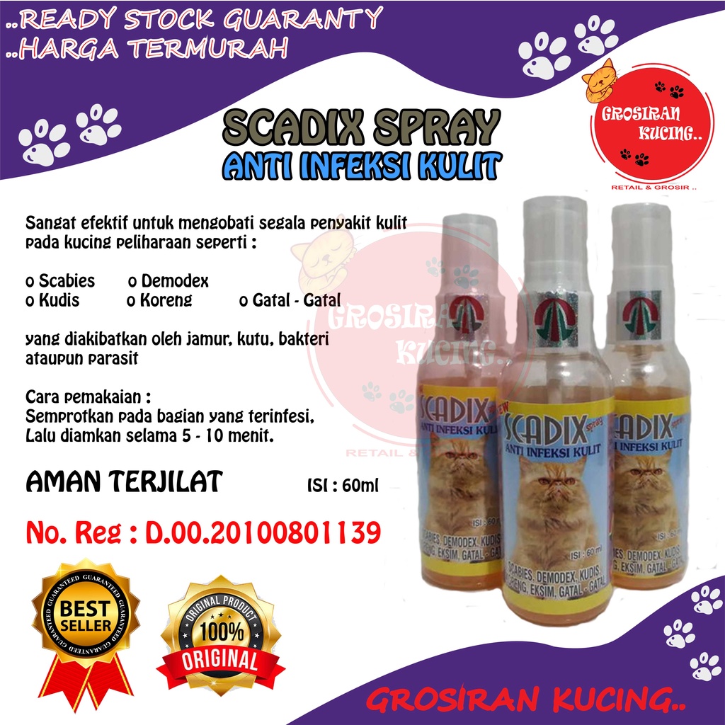 Scadix Spray 60ml  Obat Infeksi Kulit Kucing