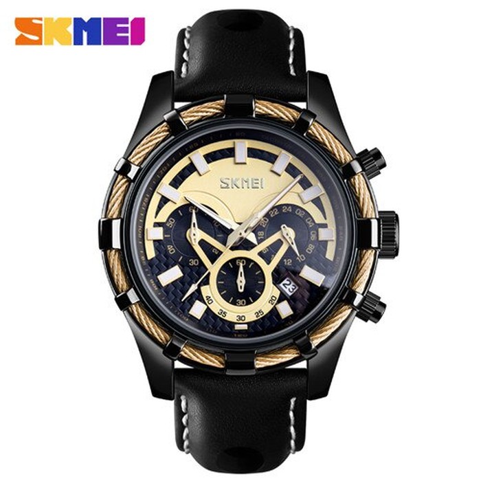 Jam Tangan Pria Original SKMEI 9189 Chronograph Anti Air 30M Hitam