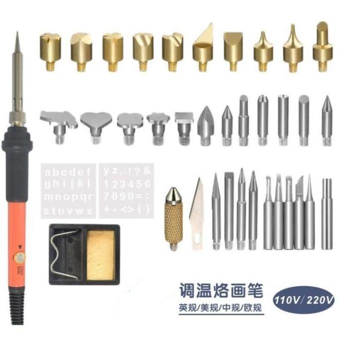 

Solder Alat Lukis Bakar Wood Burning Pen Pyrography 37 Set