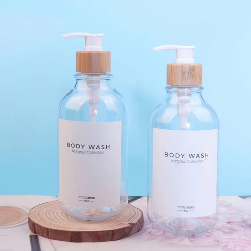 tempat pet botol sabun sanitizer kosong 500ml / bathroom refill pet bottle dispenser pump soap shampo body wash shower gel lotion sanitizer wood grain pump neck