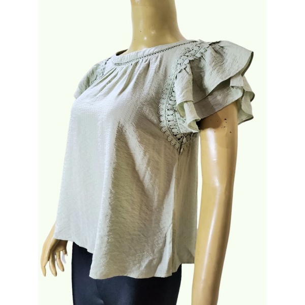 BLOUSE ATASAN RUFFLE SLEEVE BRANDED TERMURAH