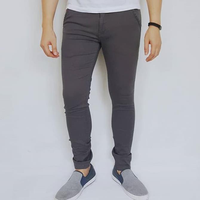 Dark Grey Abu Tua Guess Chino Long Pants Celana Panjang Keren Pria Shopbintari