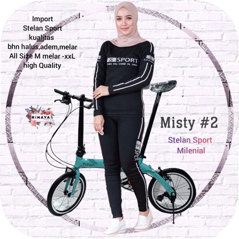 Setelan sport wanita senam zumba kaos import adem tebal original