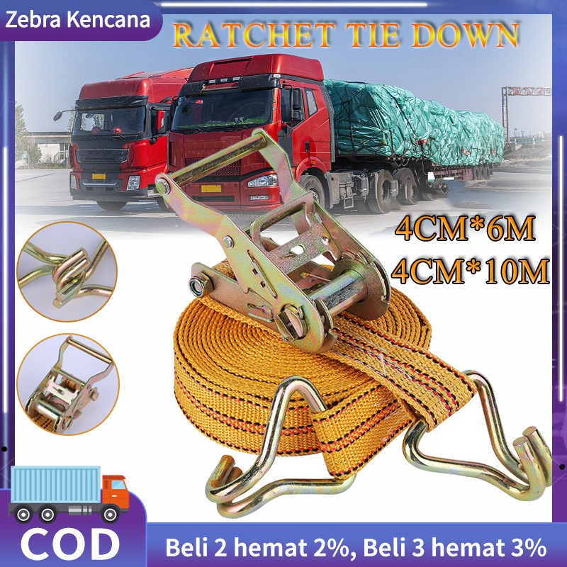 Ratchet Tie Down 6-10M Cargo Lashing Belt Tali Ikat Barang Mobil Truk trek belt sabuk belt perkakas