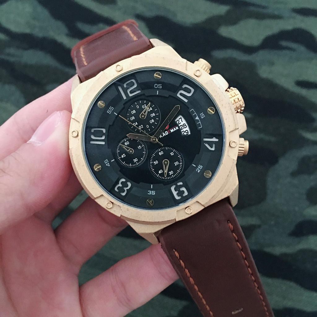 JAM TANGAN KADEMAN PRIA CHRONO OFF TANGGAL AKTIF TALI KULIT ORIGINAL