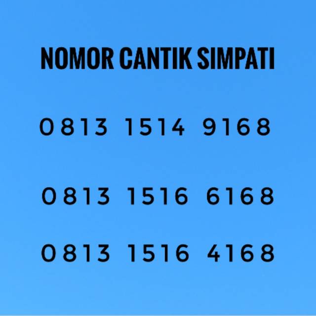 NOMOR CANTIK SIMPATI 168