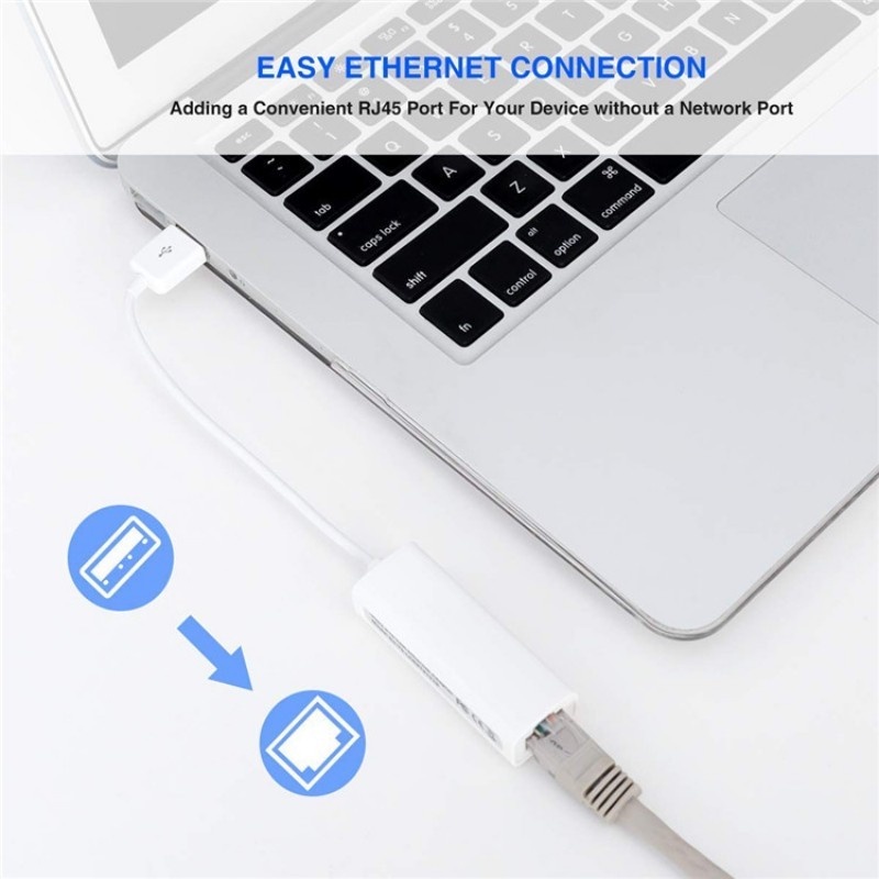 Adapter Kartu Jaringan Lan Ethernet Usb 2.0 Ke Rj45 10mbps Untuk Windows7,8,10,Xp Pc / Laptop