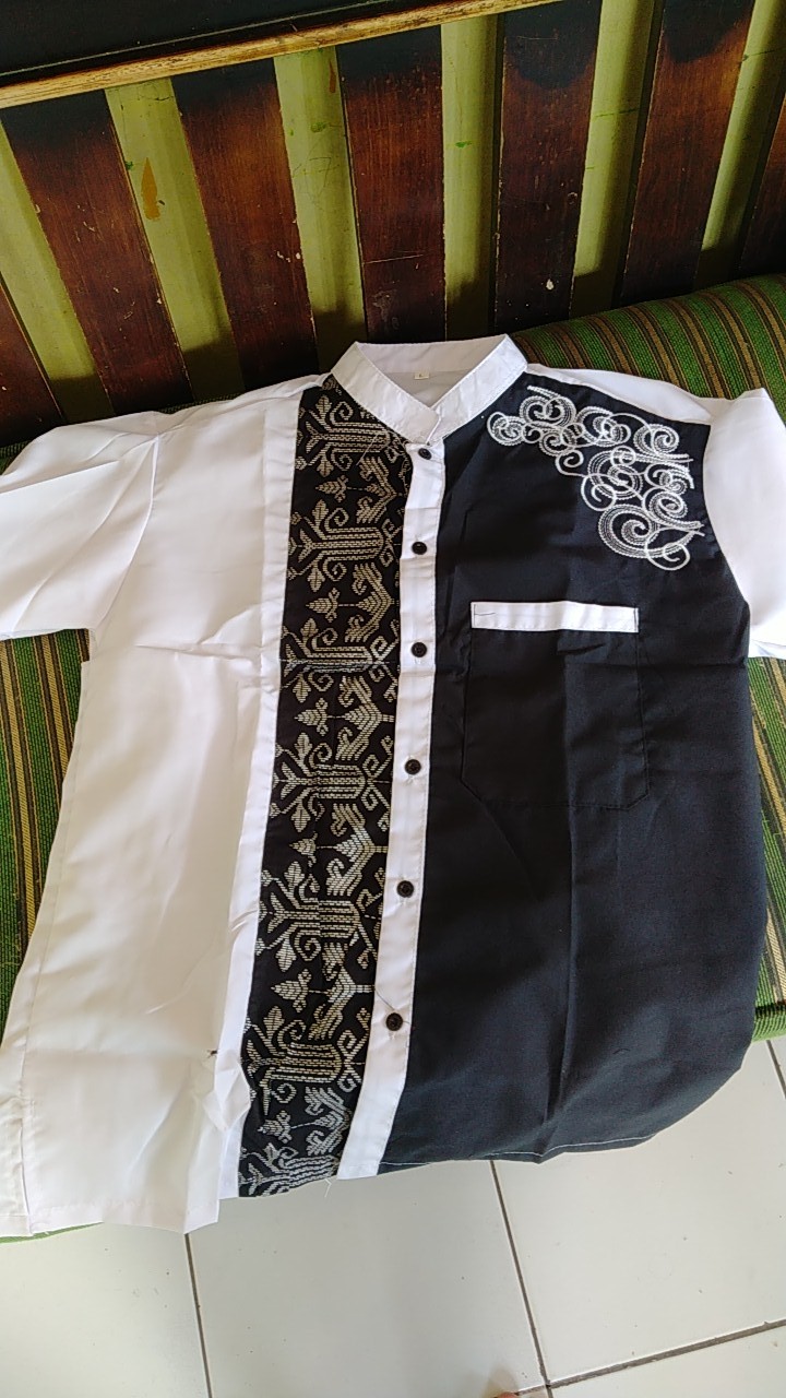 Bisa_cod Koko Kombinasi Batik Koko Kombinasi Batik Lengan Panjang Koko Batik Kombinasi Polos Modela1