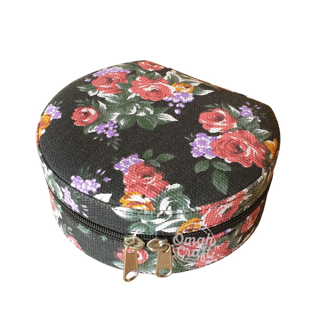 Black Flower Mini Jewelry &amp; Accesories Kotak Perhiasan + Cincin Kalung Gelang