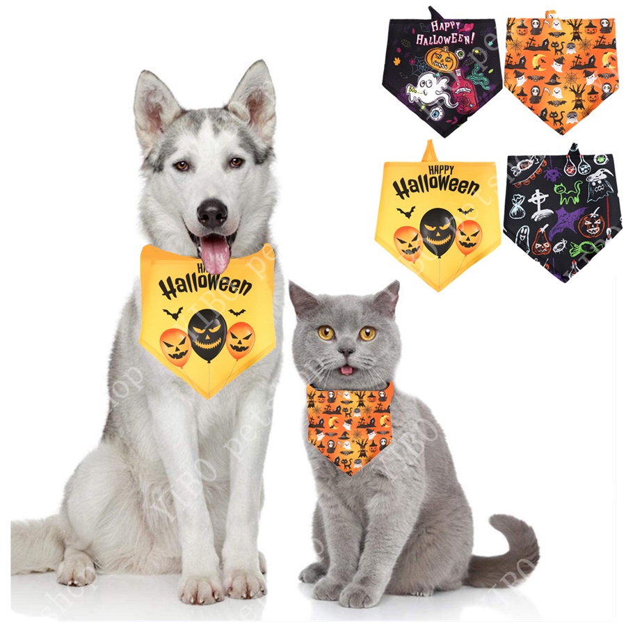 Bandana / Syal / Bib Anjing / Kucing Kecil Motif Halloween