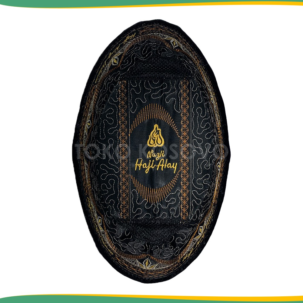 Songkok Premium HAJI ALAY DELUXE AC Tinggi 7 8 9 10 Peci Sholat Bludru Ukuran Anak Laki Pria Dewasa Santri Pesantren Kopiah Solat Pendek Full Beludru Hitam Polos Kopyah Shalat Motif Bordir Batik Nama NU Non Jumbo Kopeah Bulat Putih Susun Nasional Original