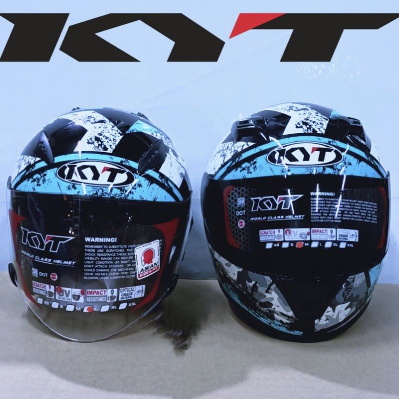 Paket ( Couple ) Helm KYT R-10 Seri #3  + KYT galaxy Flat R motif Seri #3 Size M - L - XL