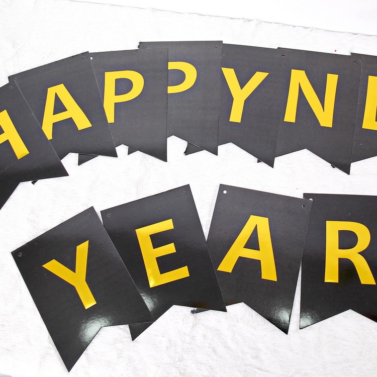 Banner Bunting Desain Happy New Year Untuk Dekorasi Pesta