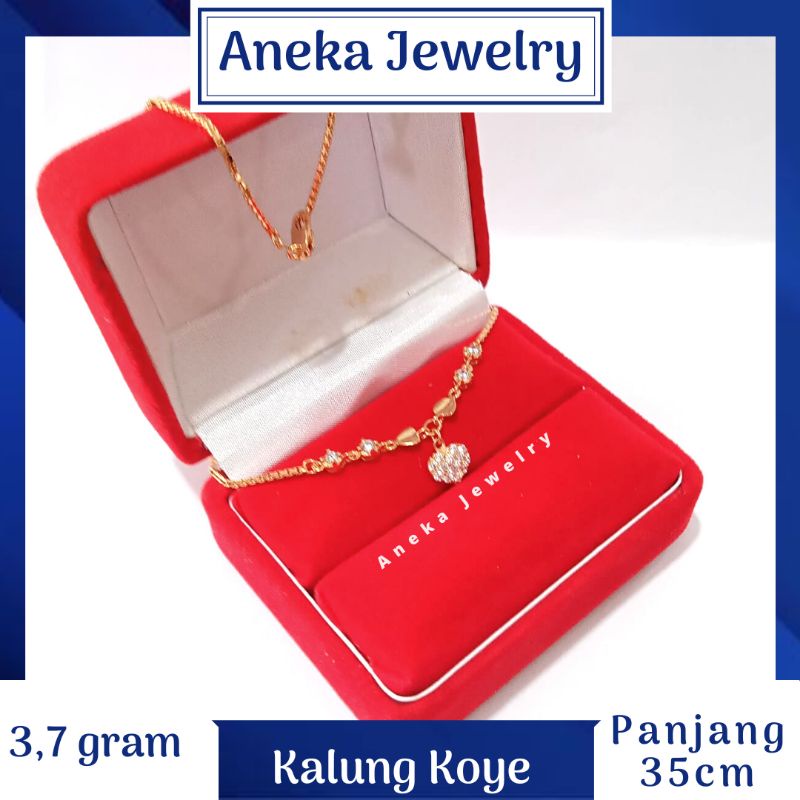 Kalung Koye Anak Love Mata2, Perak 925, Sepuh Emas Rosegold