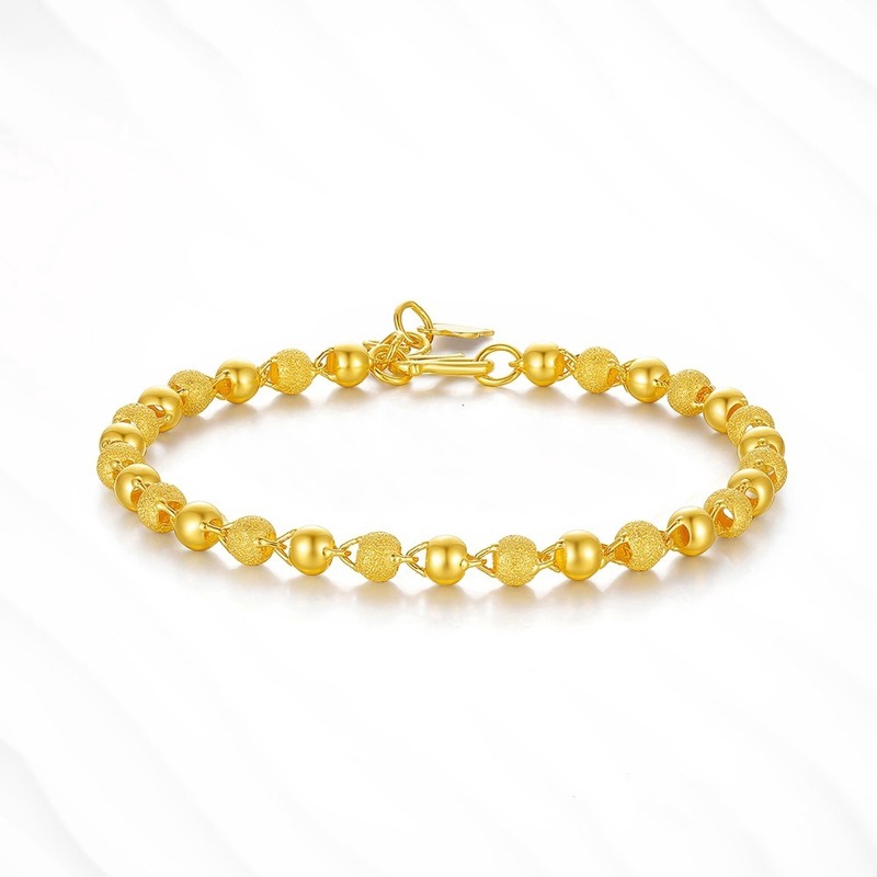 Berlapis Emas Matte Halus Gelang Fashion Perhiasan Manik-manik