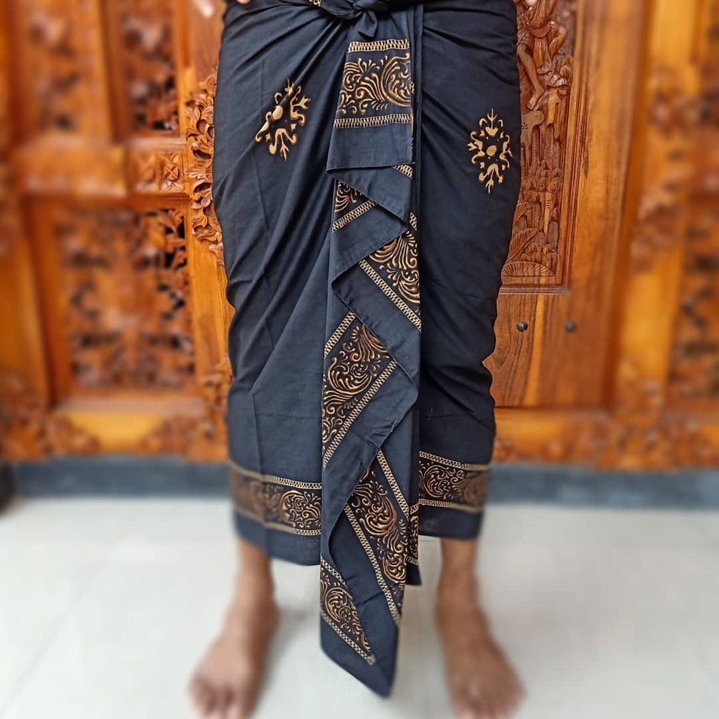 Kamen Bali Setengah Jadi Untuk Pria Pinggiran Batik Warna Hitam