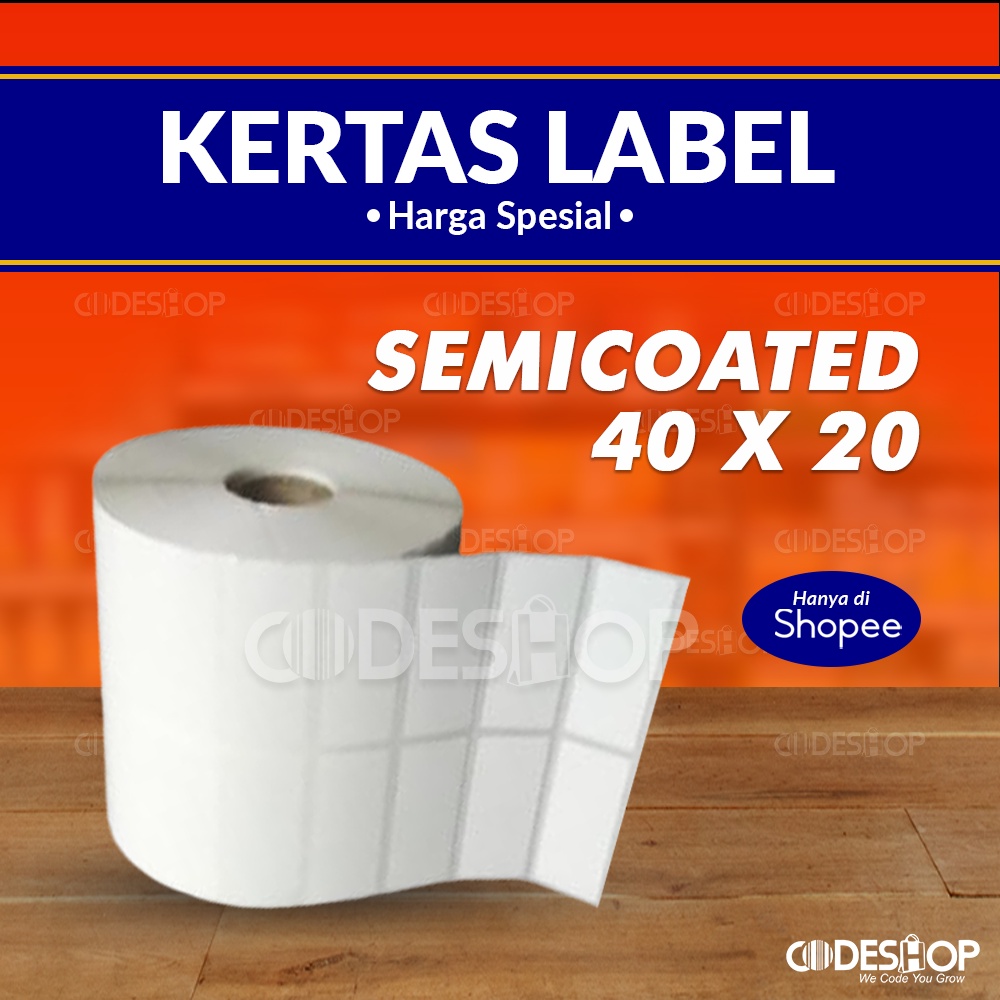 LABEL BARCODE SEMICOATED 40 X 20 GAP 2 LINE CORE 1&quot; ISI 5000 PCS