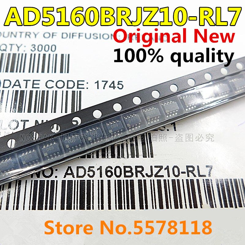 (Ready Stok) 10pcs/lot AD5160BRJZ10-RL7 AD5160BRJZ10 AD5160 D09 SOT23-8 Chipset