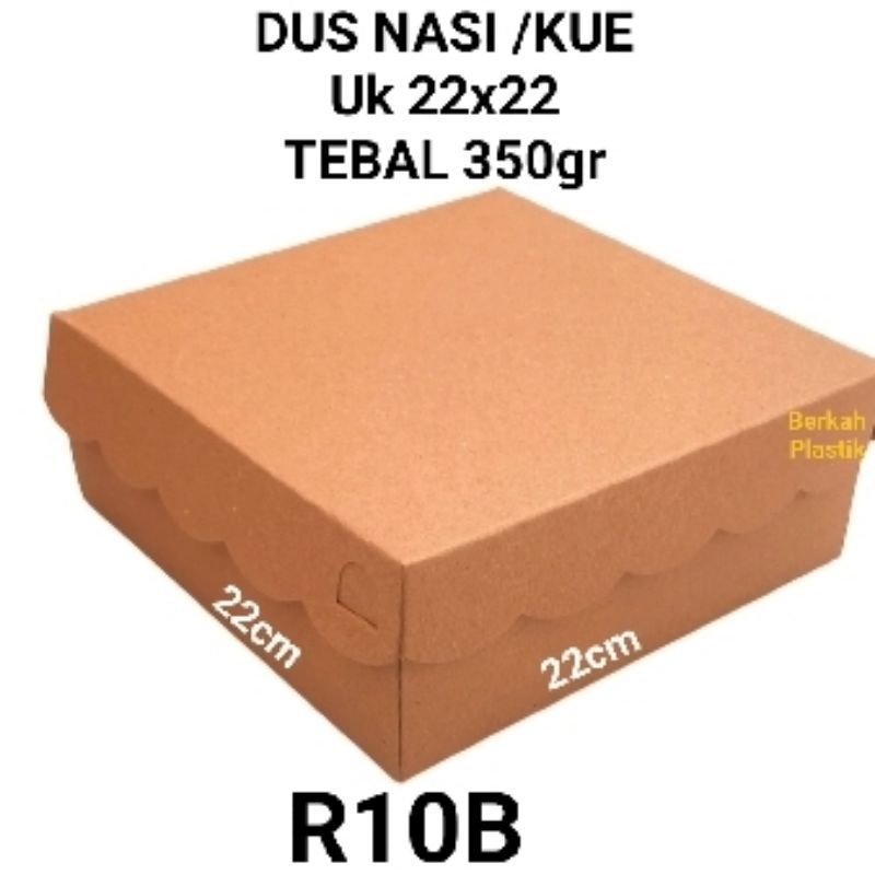 Promo DUS NASI R10B KOTAK NASI 22X22 KARDUS R10B Coklat Kraft