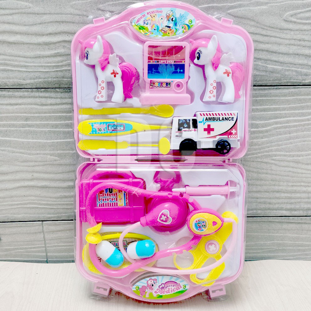 My Doctors Medical Little Pony Mainan Peralatan Dokter - dokteran Koper Kuda Poni Doctor