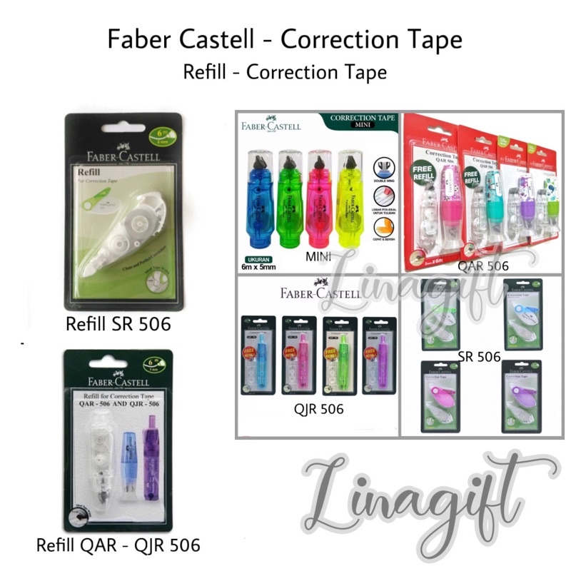 ( Ecer ) FABER CASTEL - CORRECTION TAPE - REFILL - TIP EX / TIPEX KERTAS FREE REFIL SET - HIGHLIGHTER PEN STATIONERY SET