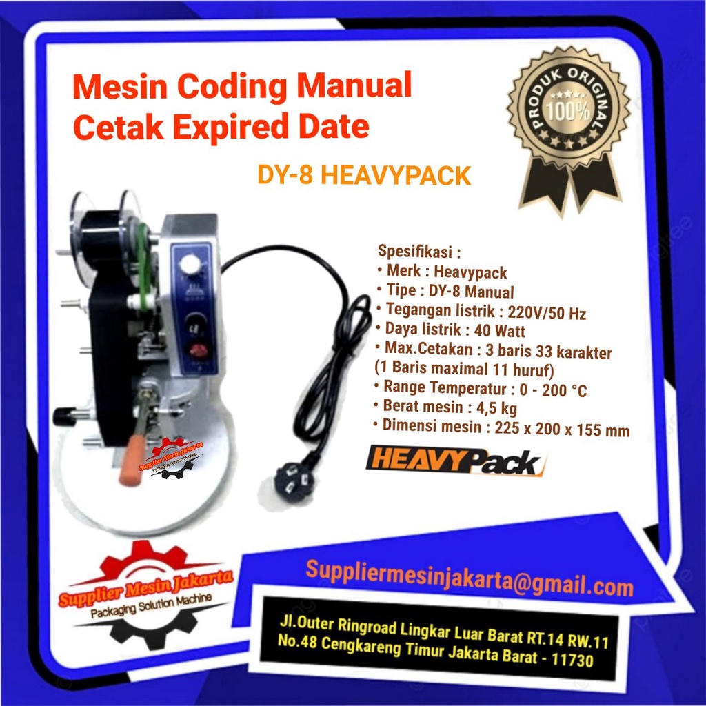 Mesin Coding Manual Cetak Expired Date DY-8 HEAVYPACK