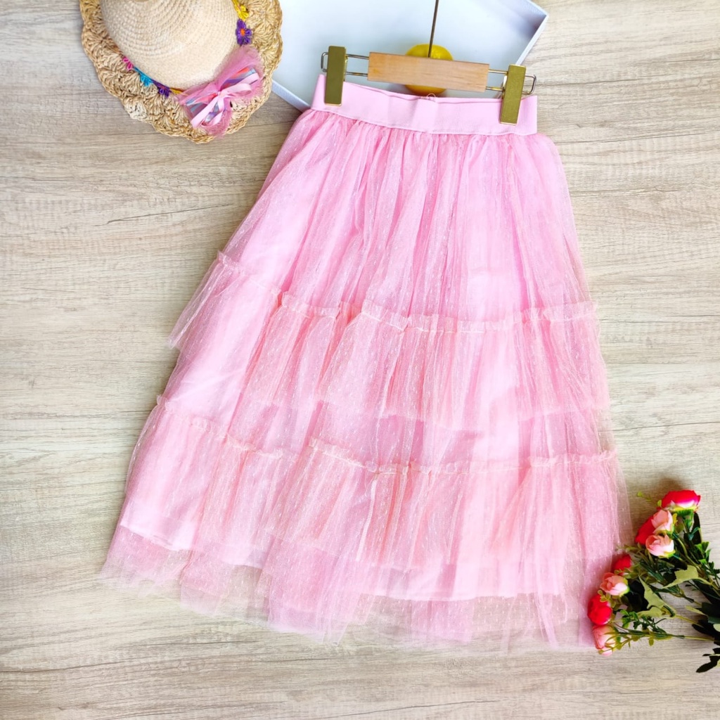 Promo !! Rok anak cewek / rok two layer wrinkle import ukuran 9-10tahun / Roko import korean terendy