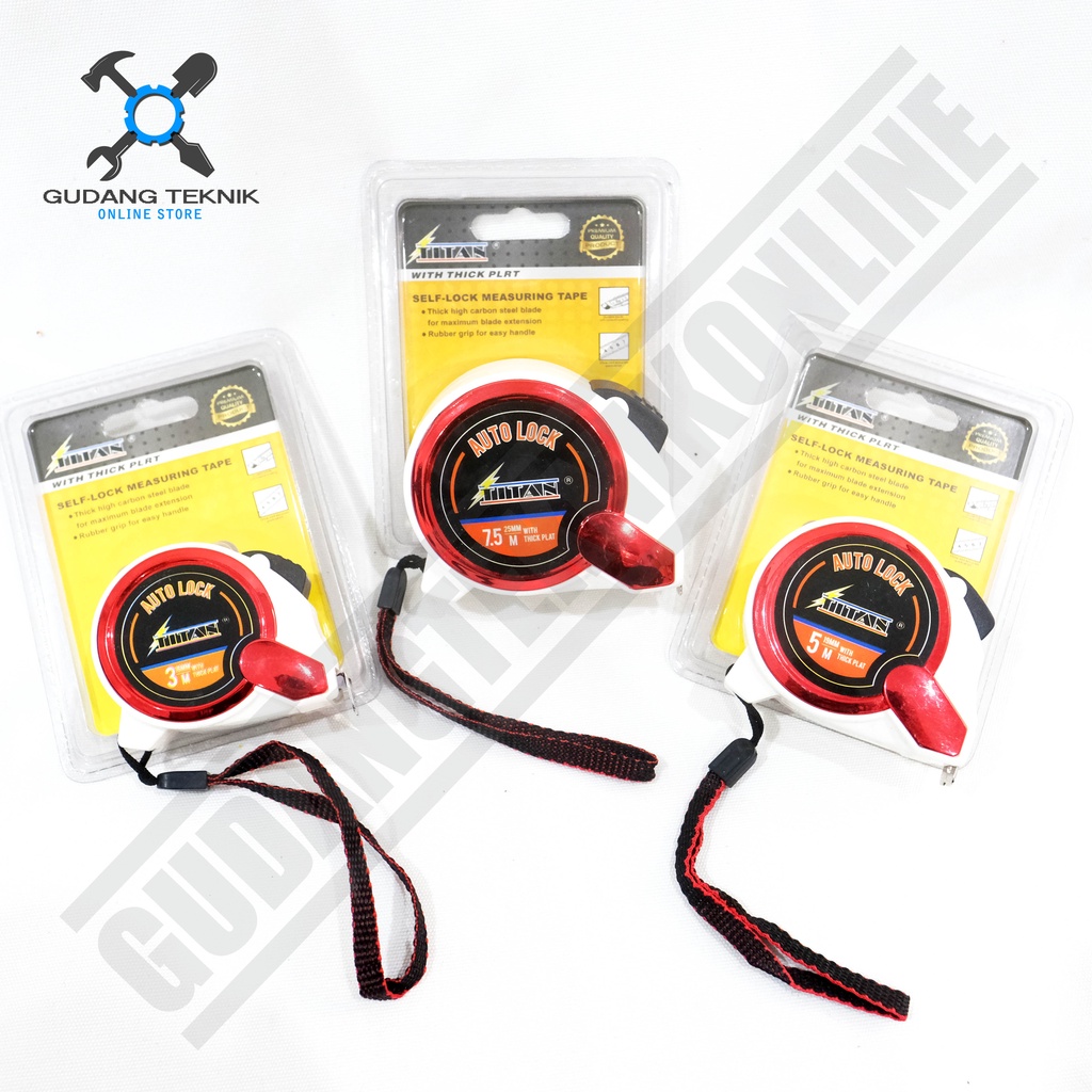 Meteran 3M 5M 7.5M TITAN AUTOLOCK / Rol Meteran Besi 3 5 7.5 Meter - Steel Measuring Tape TITAN