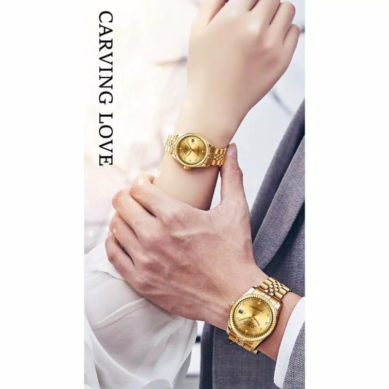 Jam Tangan Couple Fngeen 7008 Berlian Gold