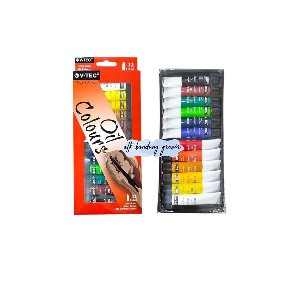 

Cat Minyak V-Tec VT-1386/O Oil Colours 12 Warna x 12 ML – Set